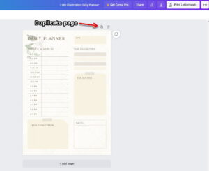 Canva duplicate planner page