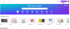 Canva - create a design, step 1