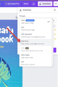 Canva - download PDF