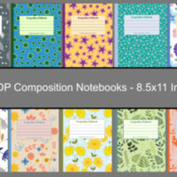 10 KDP Flowered Composition Notebook Covers (Digital)