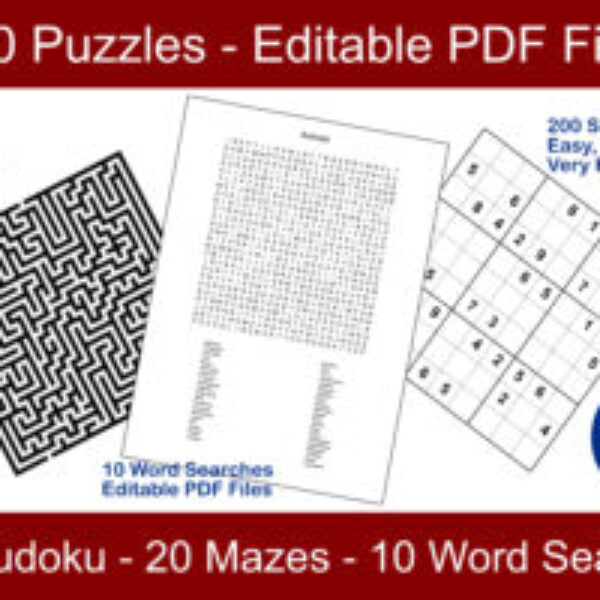 230 Puzzles, Sudoku, Mazes, Wordsearches