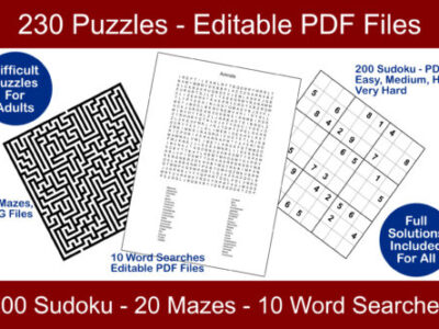 230 Puzzles, Sudoku, Mazes, Wordsearches (Digital)