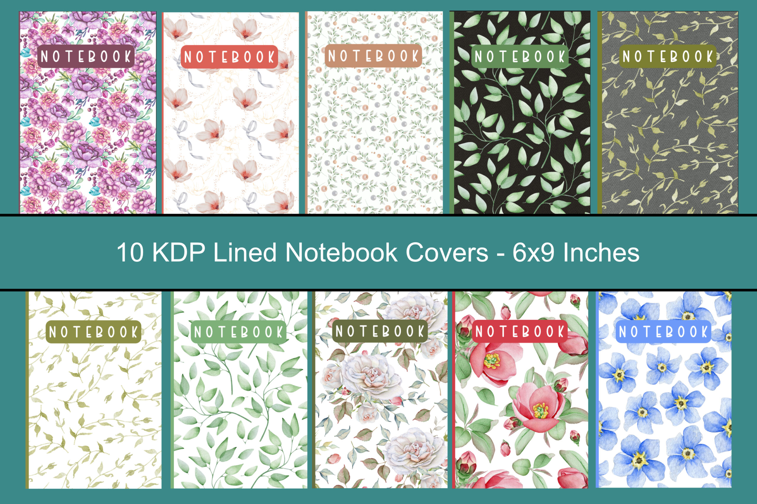 10 Flowered Notebook Covers
