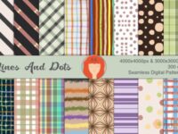 16 hand-drawn, seamless patterns, dots & stripes (Digital)