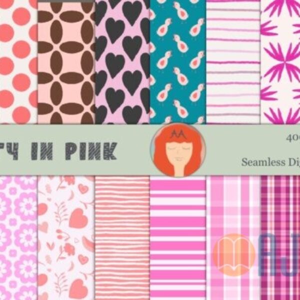 Pink-themed seamless patterns (Digital)
