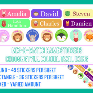 Children's name tag sticker labels