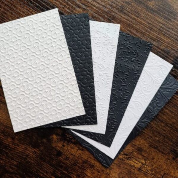 6 pack of embossed cards, 6”x4”