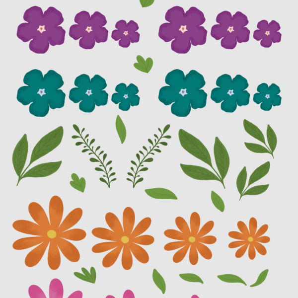 Flower and leaves embellishments