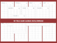 A4 Printable digital calendar