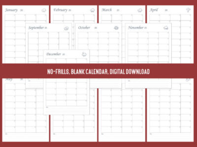 A4 Printable digital calendar