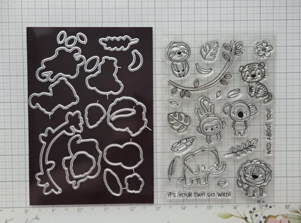 Jungle animals stamp and die set
