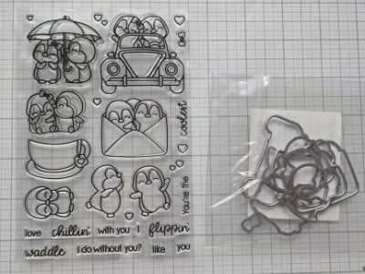 USED: Penguin 'Love' stamp and die set