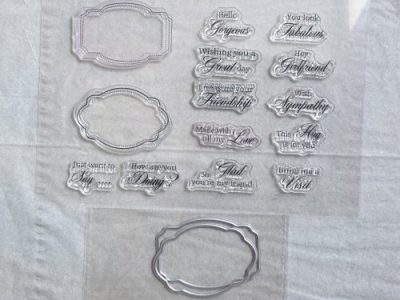 USED: Sentiments and frames stamp and die set