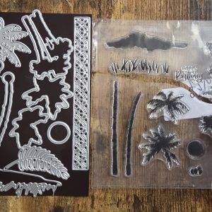 Palm tree beach stamp and die set