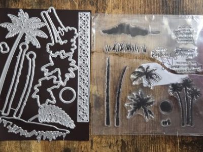 USED: Palm tree & beach stamp and die set