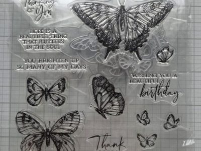 USED: Butterfly & sentiment stamp & die set