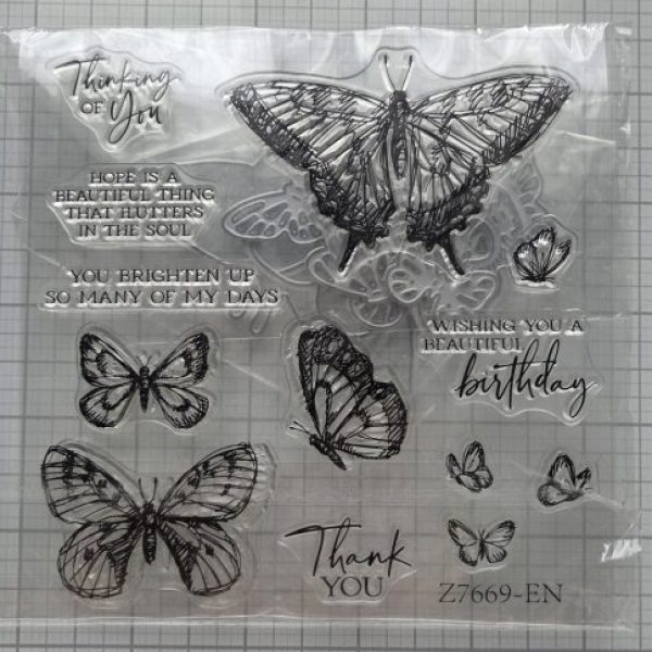 USED: Butterfly & sentiment stamp & die set